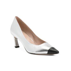 27 EDIT NATURALIZER Silver Leather Comfort Mara Pointy Toe Heels